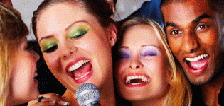 friends socialize to sing karaoke songs